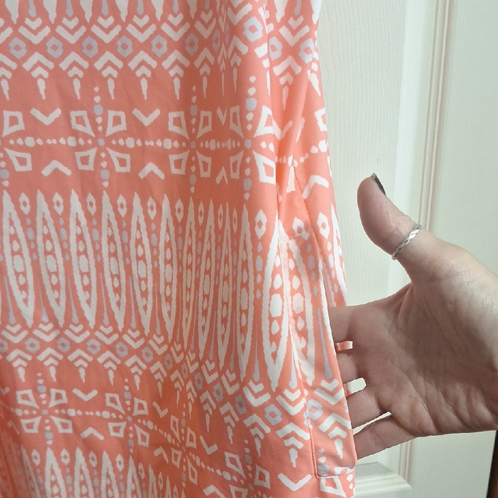 All For Color Peach and White Patterned Mini Dress - L - Picture 6 of 8